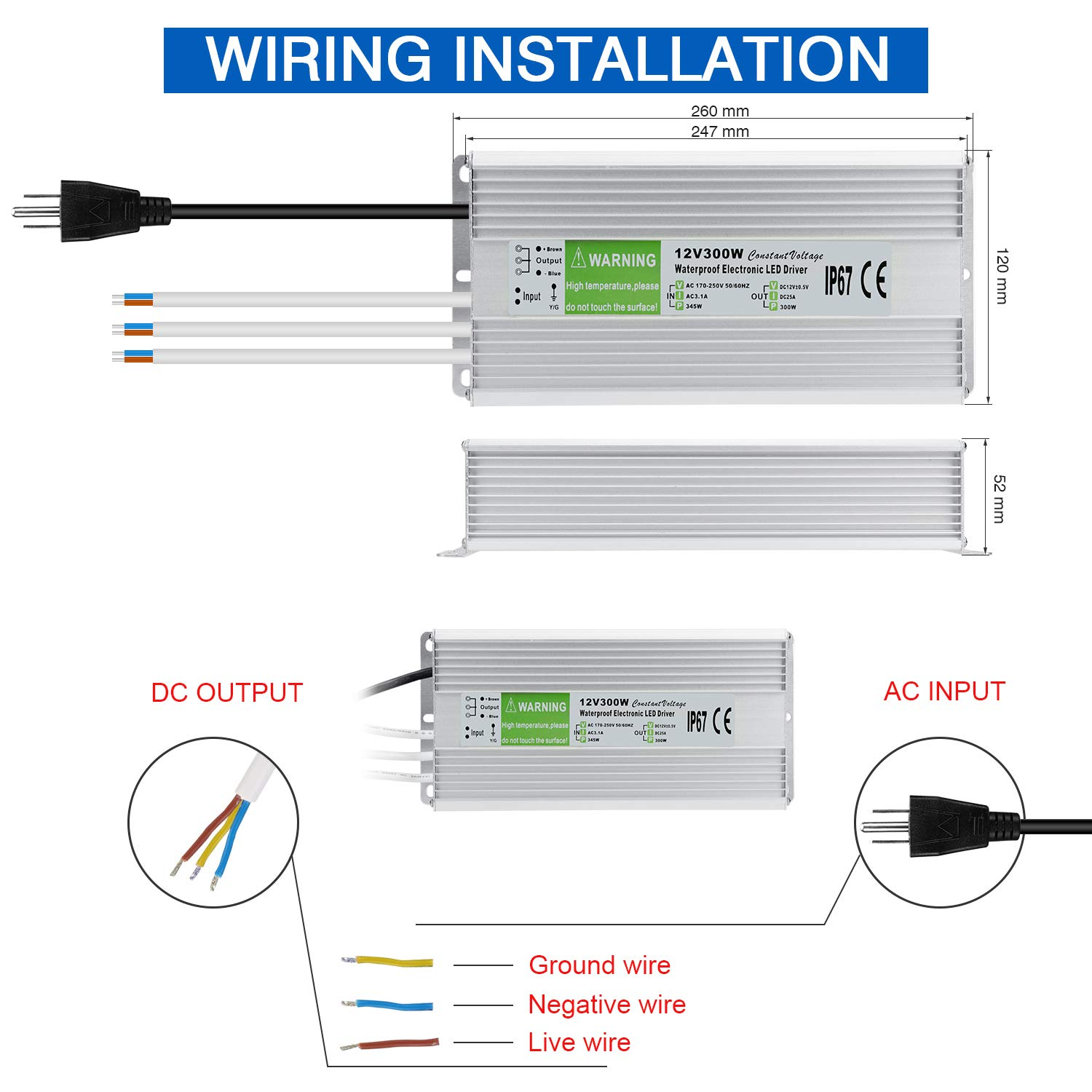 Waterproof IP67 Power Supply 12V Transformer Adapter 02